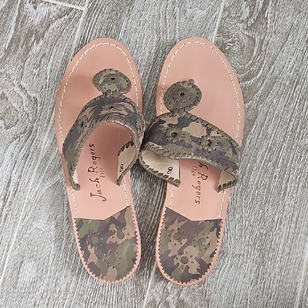 Jack Rogers Pink Sandals with Camouflage Print